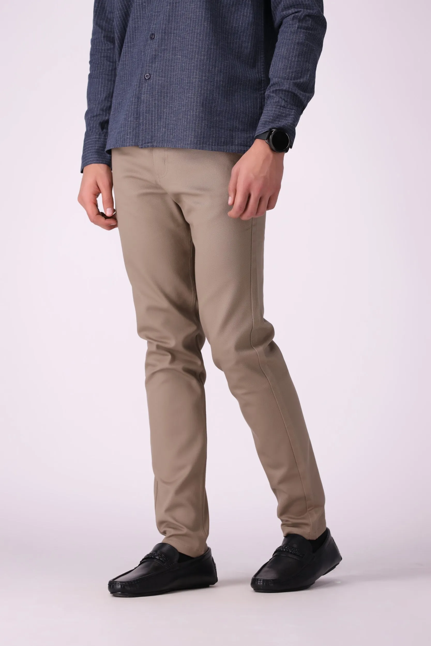 Light Brown Tapperd Fit Pants