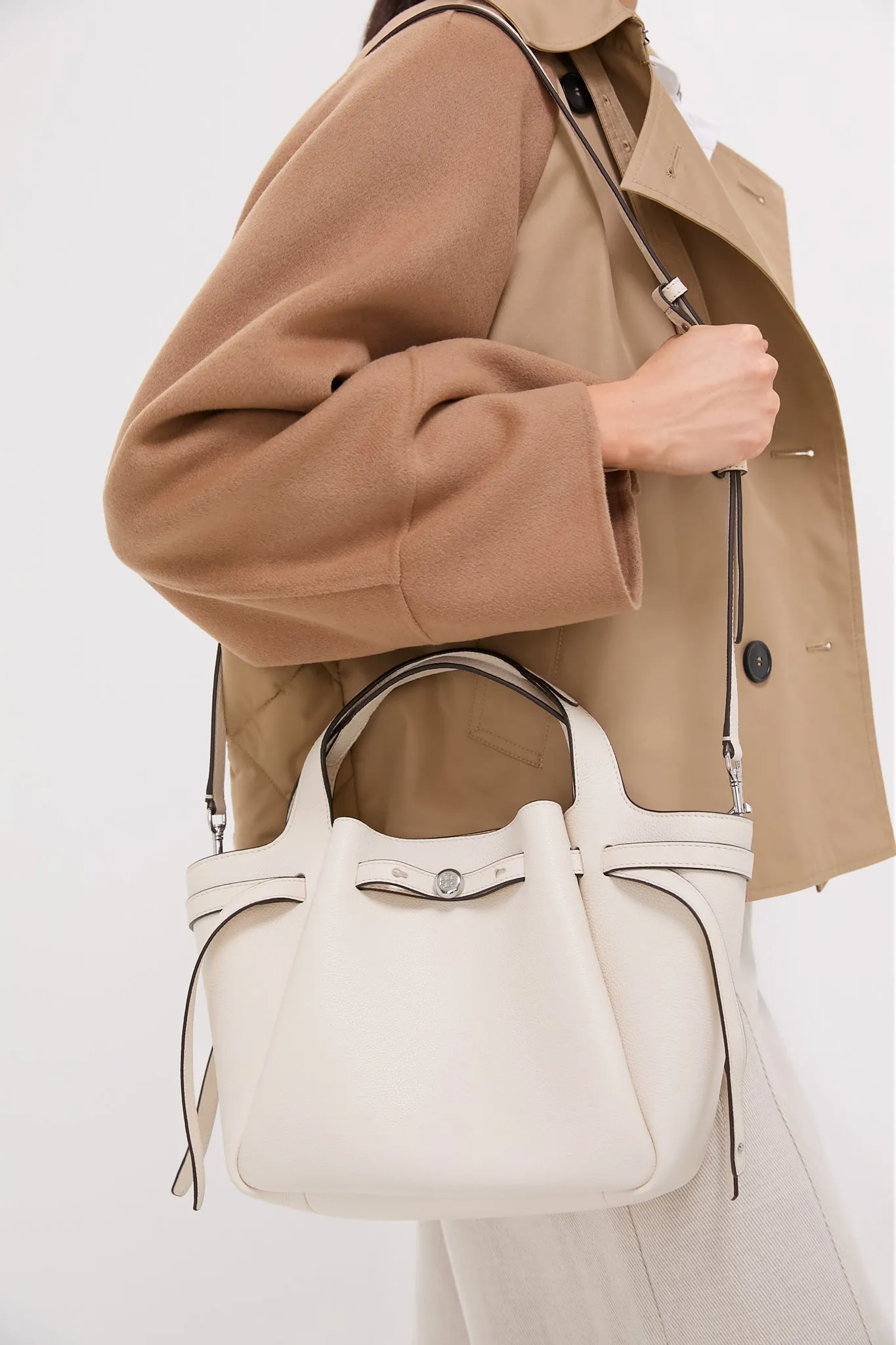 Light Cream Romy Pebbled Satchel