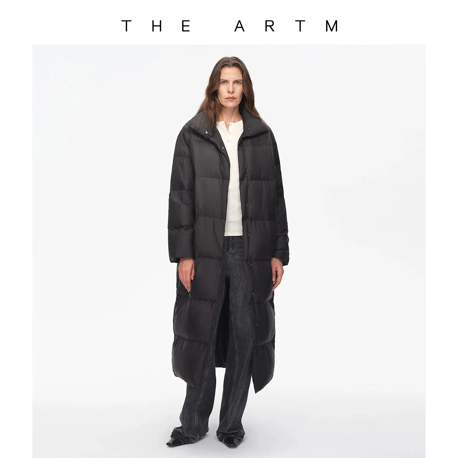 Lightweight Stand-Up Collar Long Down Jacket
