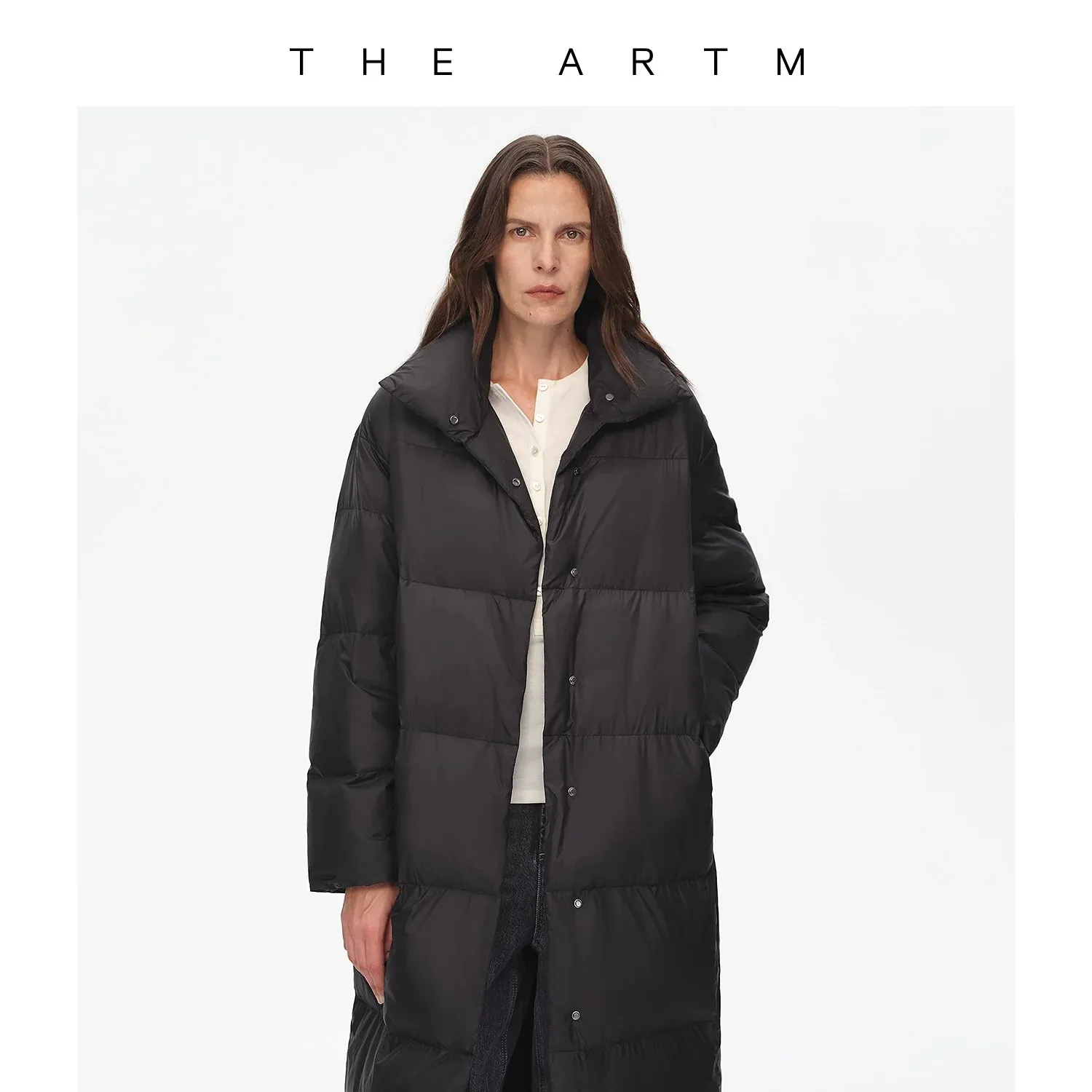 Lightweight Stand-Up Collar Long Down Jacket
