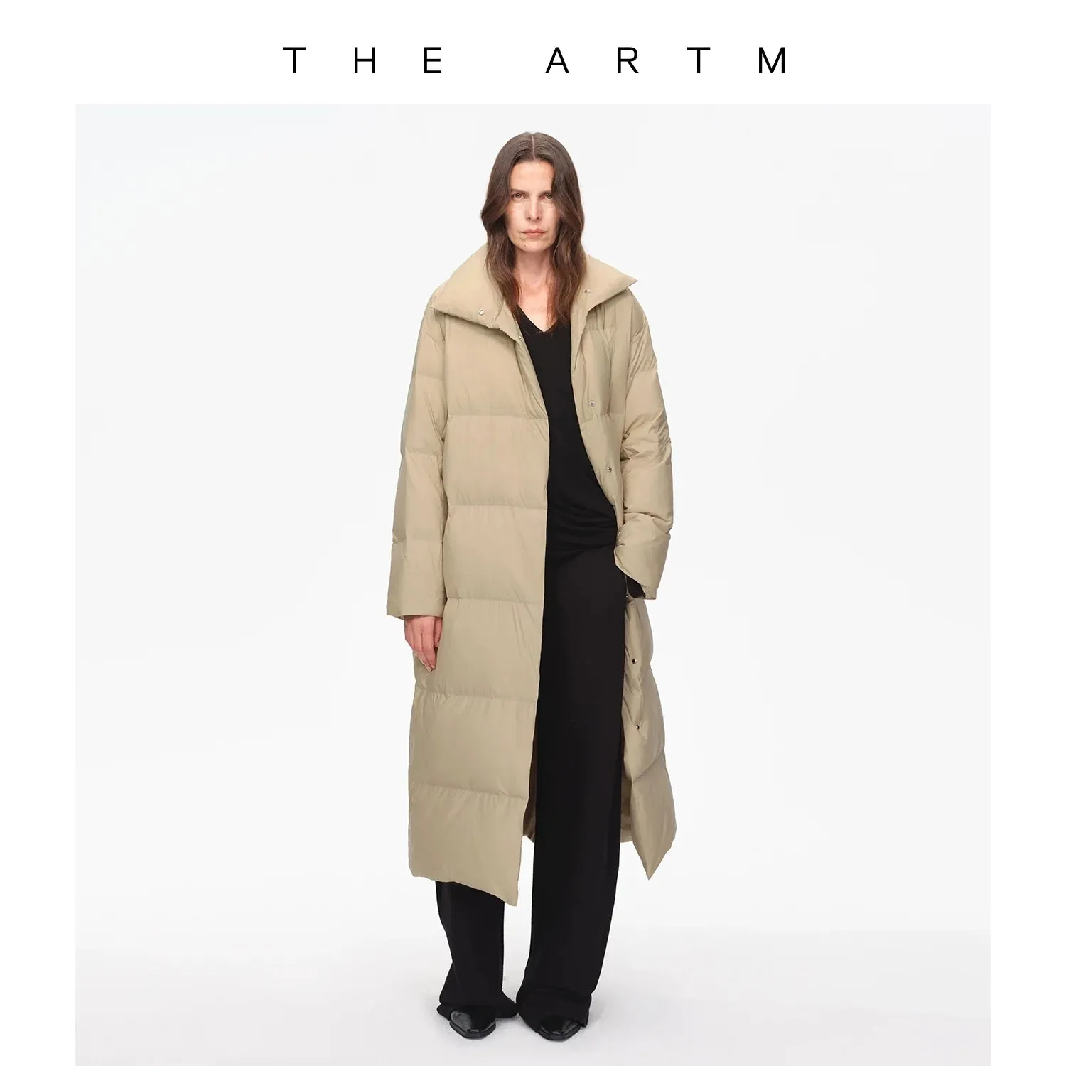 Lightweight Stand-Up Collar Long Down Jacket