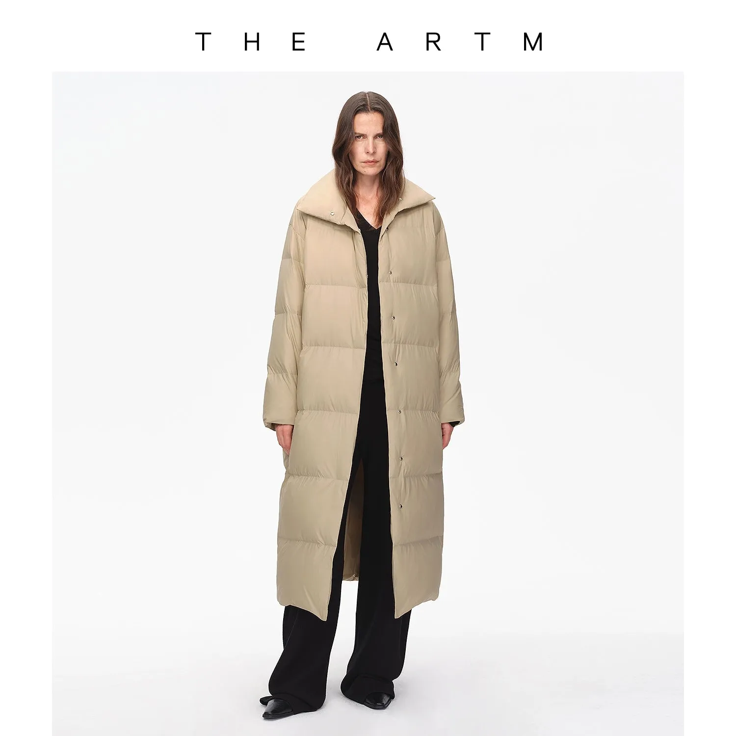 Lightweight Stand-Up Collar Long Down Jacket
