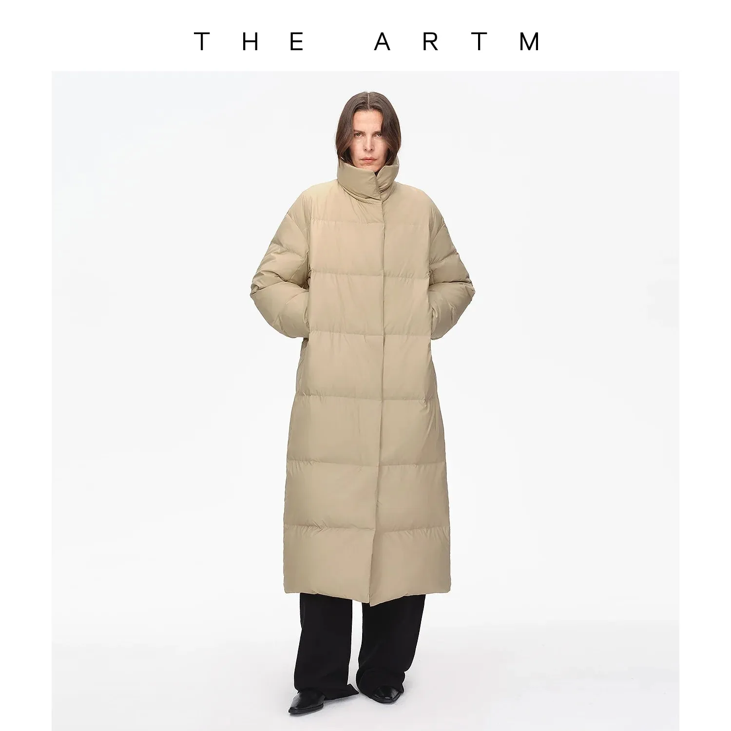 Lightweight Stand-Up Collar Long Down Jacket