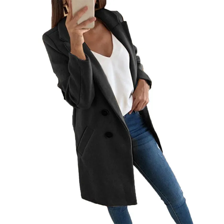 Long Double Breasted Jacket with Pockets