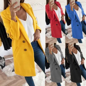Long Double Breasted Jacket with Pockets