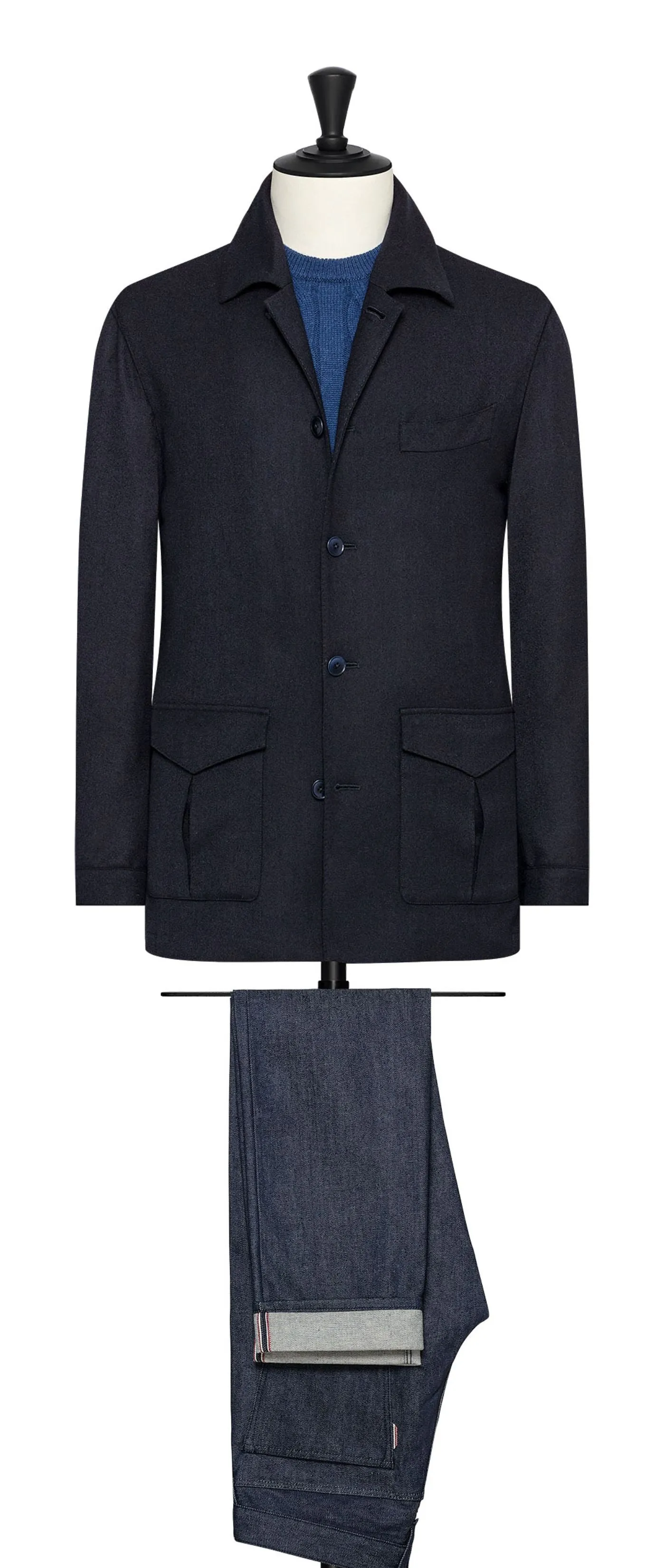 Loro Piana Midnight Blue Merino Wool Stretch Flannel