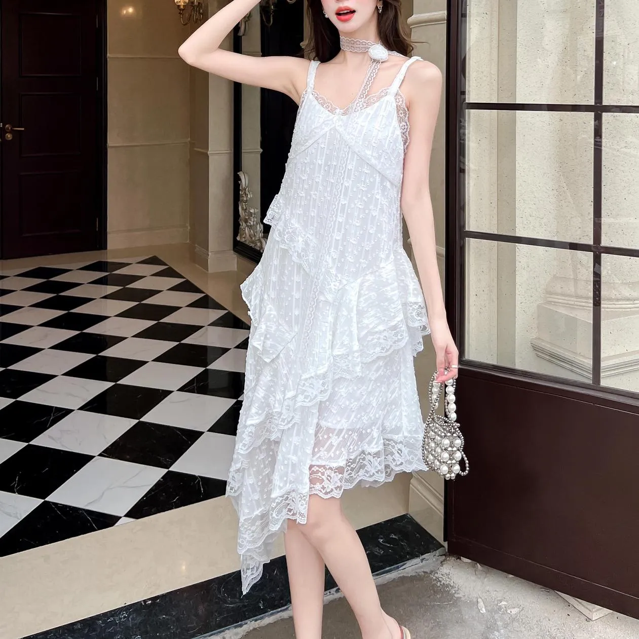 Luxe Asymmetrical Hem Tiered Camisole Dress Perfect for Any Occasion
