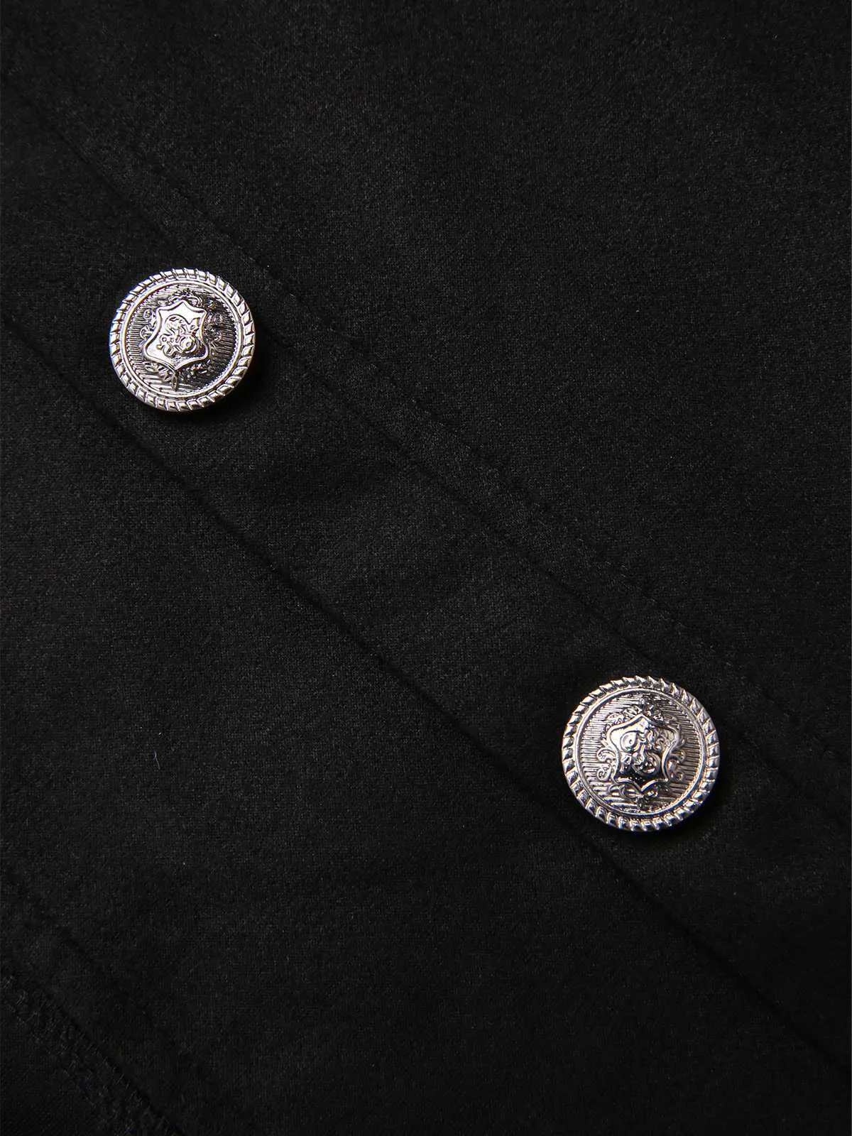 Manteau croisé à boutons noir uni des années 1950