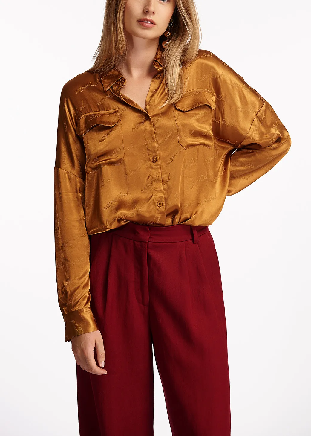 Maroon wide-leg pants