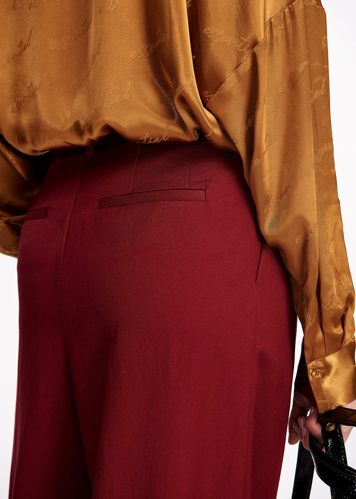 Maroon wide-leg pants