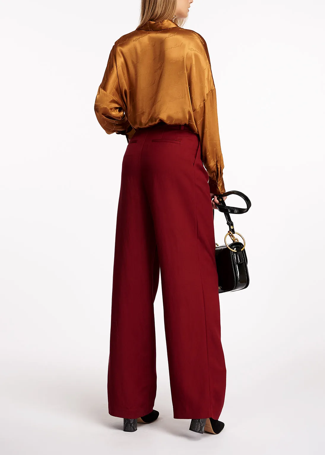 Maroon wide-leg pants
