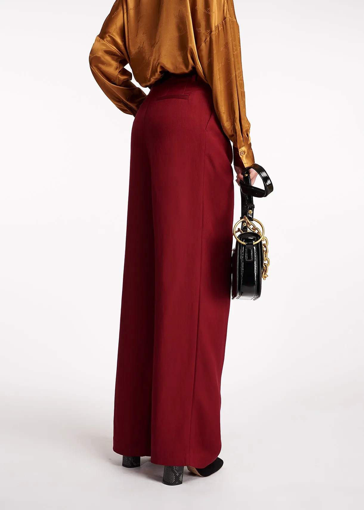 Maroon wide-leg pants
