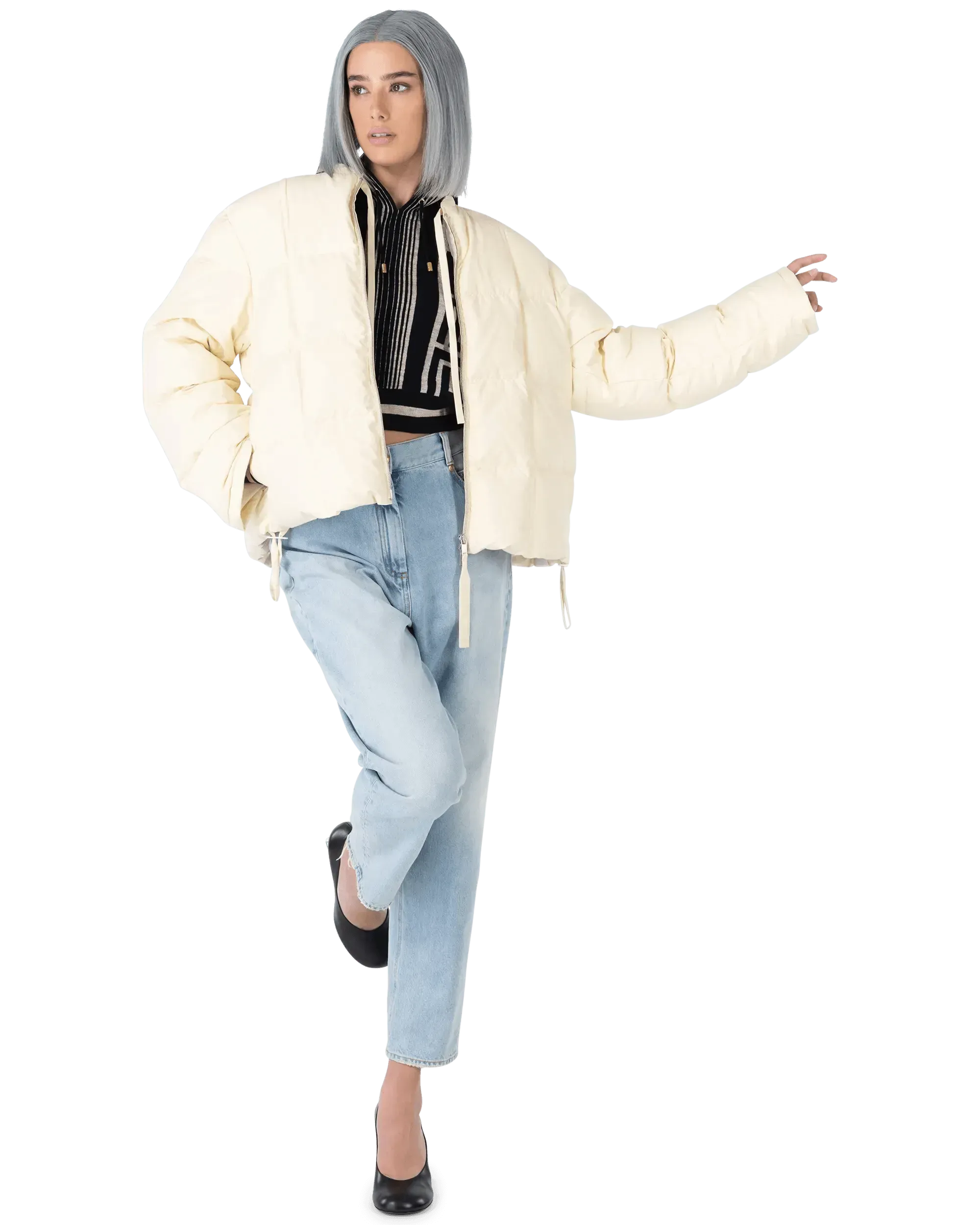 Maxi Monogram Cropped Knit Hoodie
