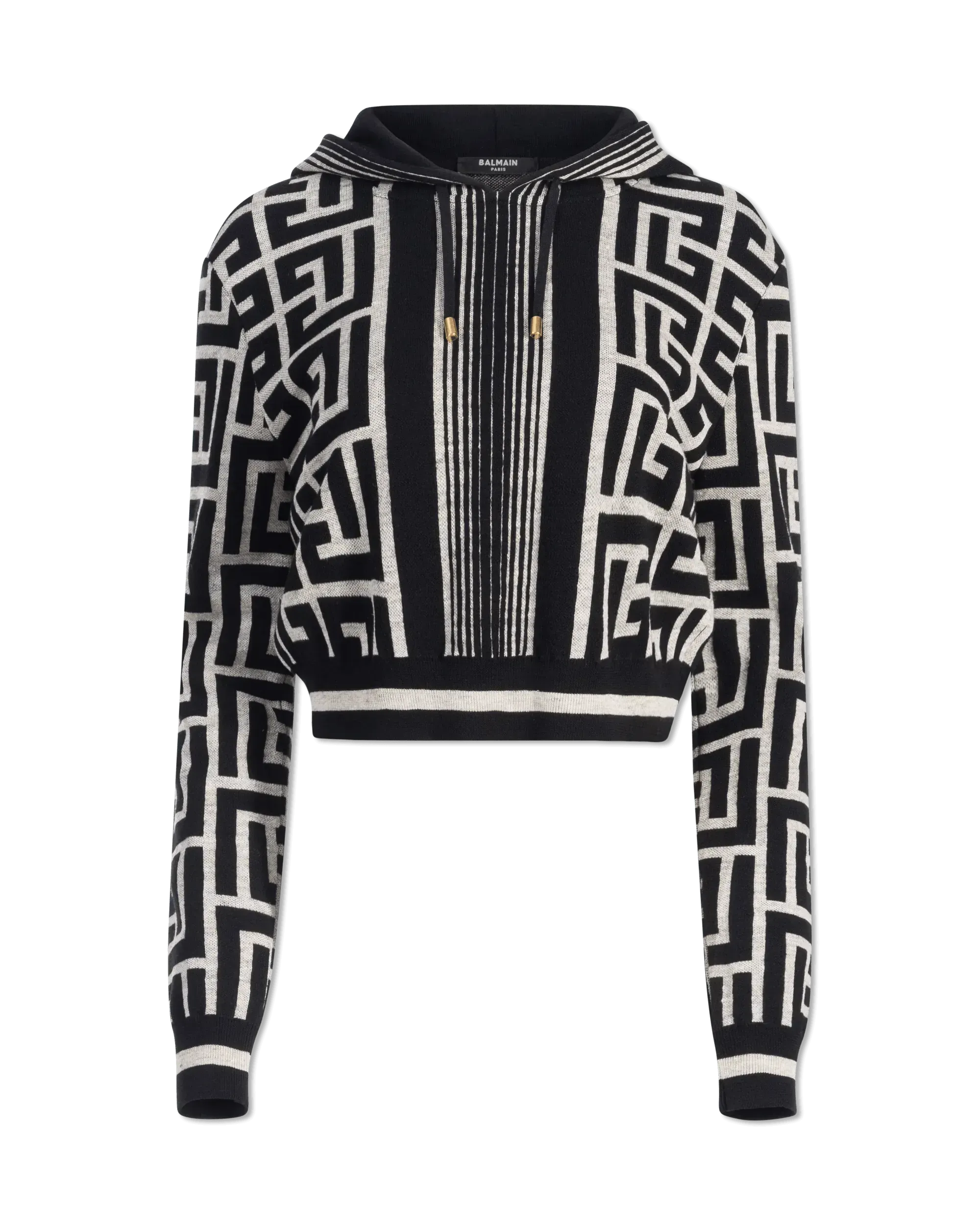 Maxi Monogram Cropped Knit Hoodie