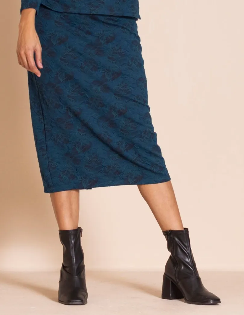 Megan Salmon Brocade Pencil Skirt