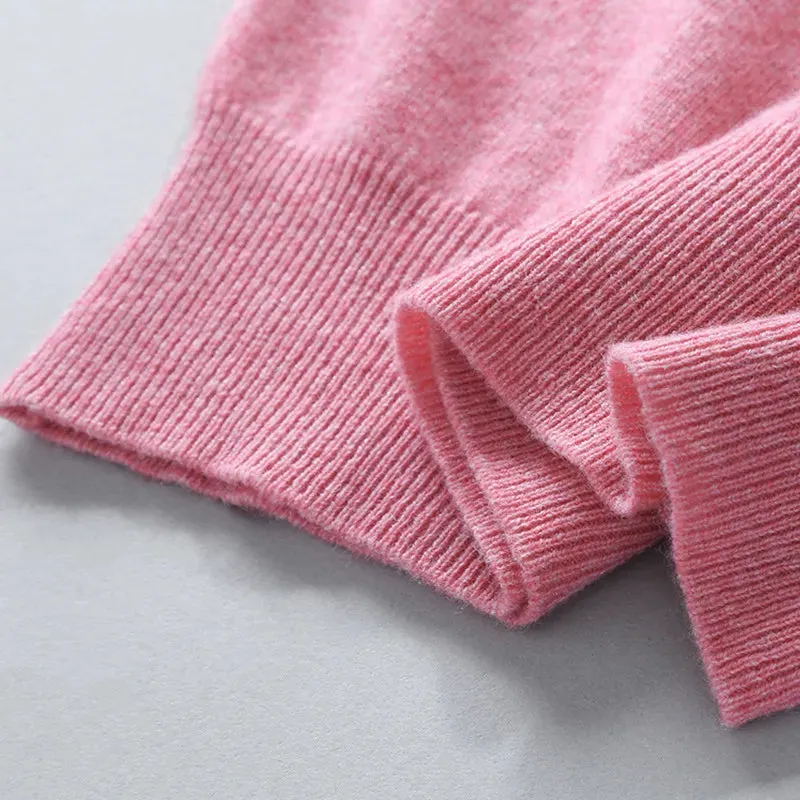 Men's V-Neck Loose Solid Color Knitted Sweater