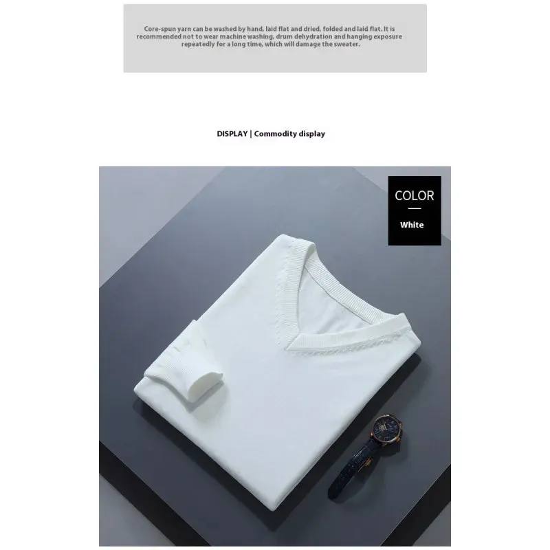 Men's V-Neck Loose Solid Color Knitted Sweater
