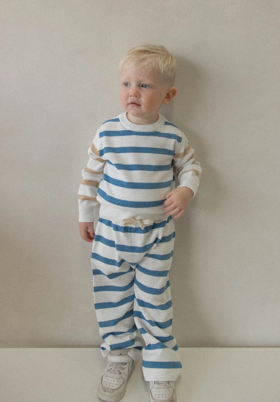 Miann & Co Baby - Wide Leg Knit Pants - Moon Blue Stripe