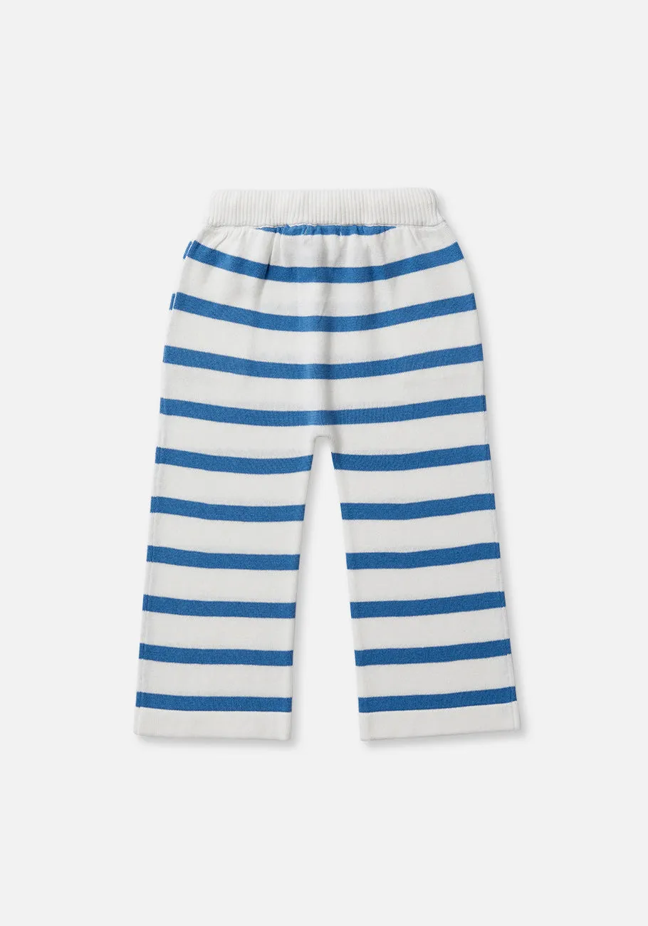 Miann & Co Baby - Wide Leg Knit Pants - Moon Blue Stripe