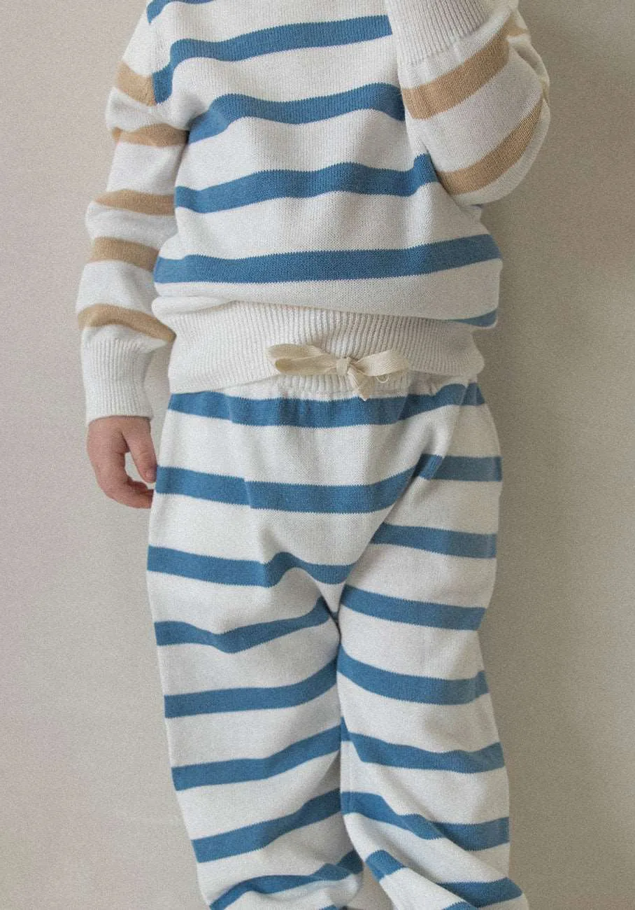 Miann & Co Baby - Wide Leg Knit Pants - Moon Blue Stripe