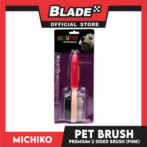 Michiko Premium 2 Sided Pet Brush (Pink) Pin And Bristle Brush In One