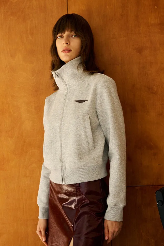 Minimalist High Collar Zip-Up Jacket