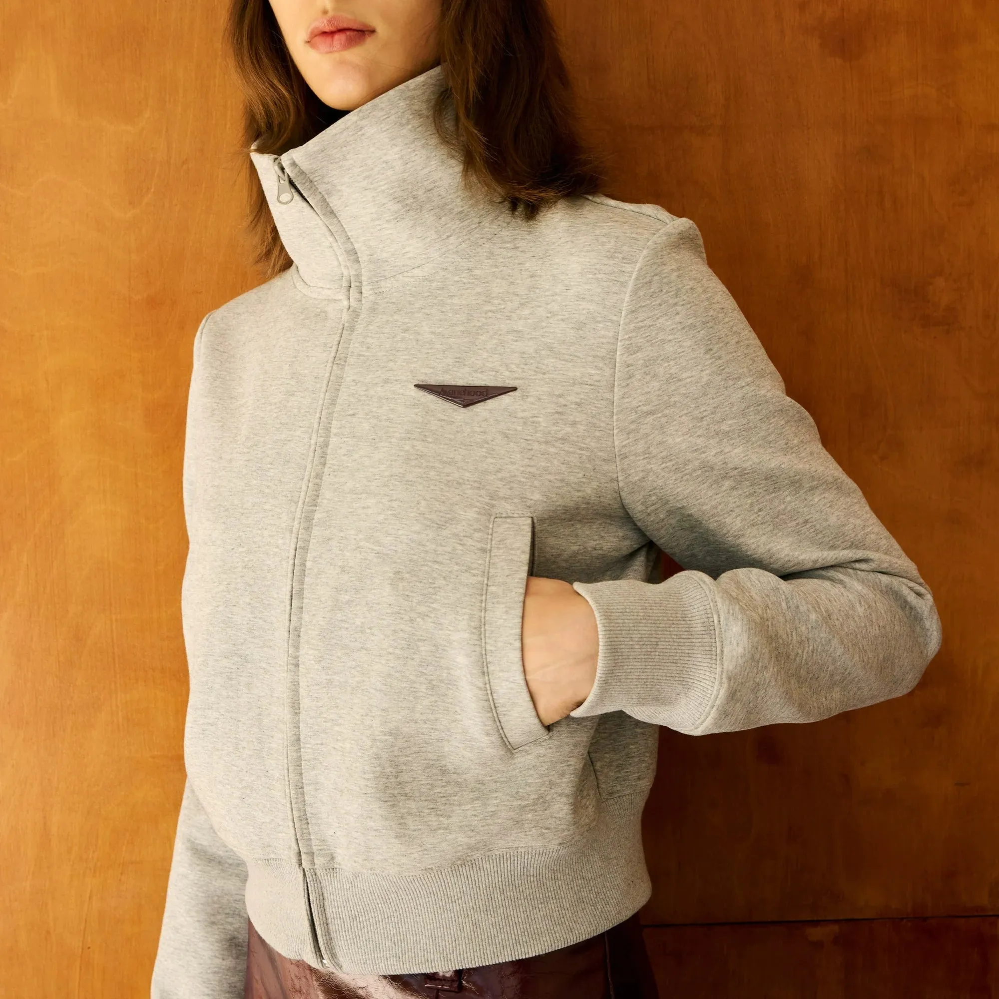 Minimalist High Collar Zip-Up Jacket