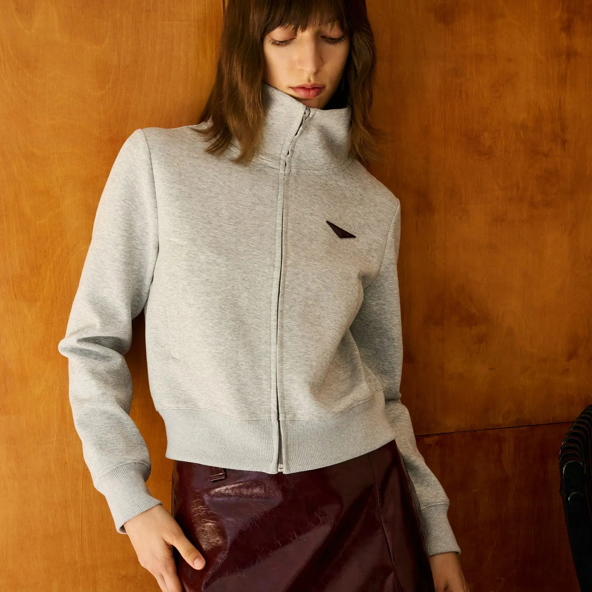 Minimalist High Collar Zip-Up Jacket