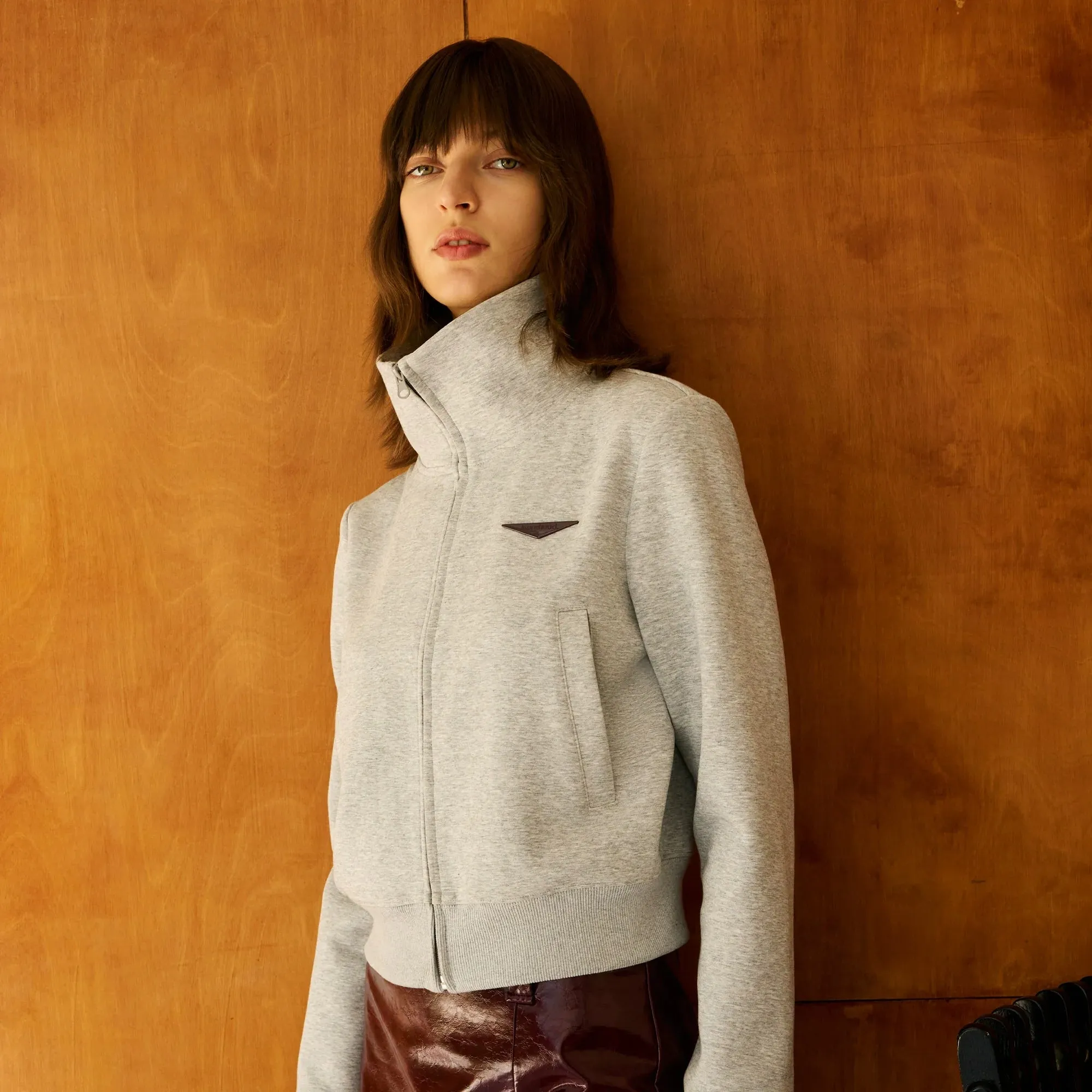 Minimalist High Collar Zip-Up Jacket
