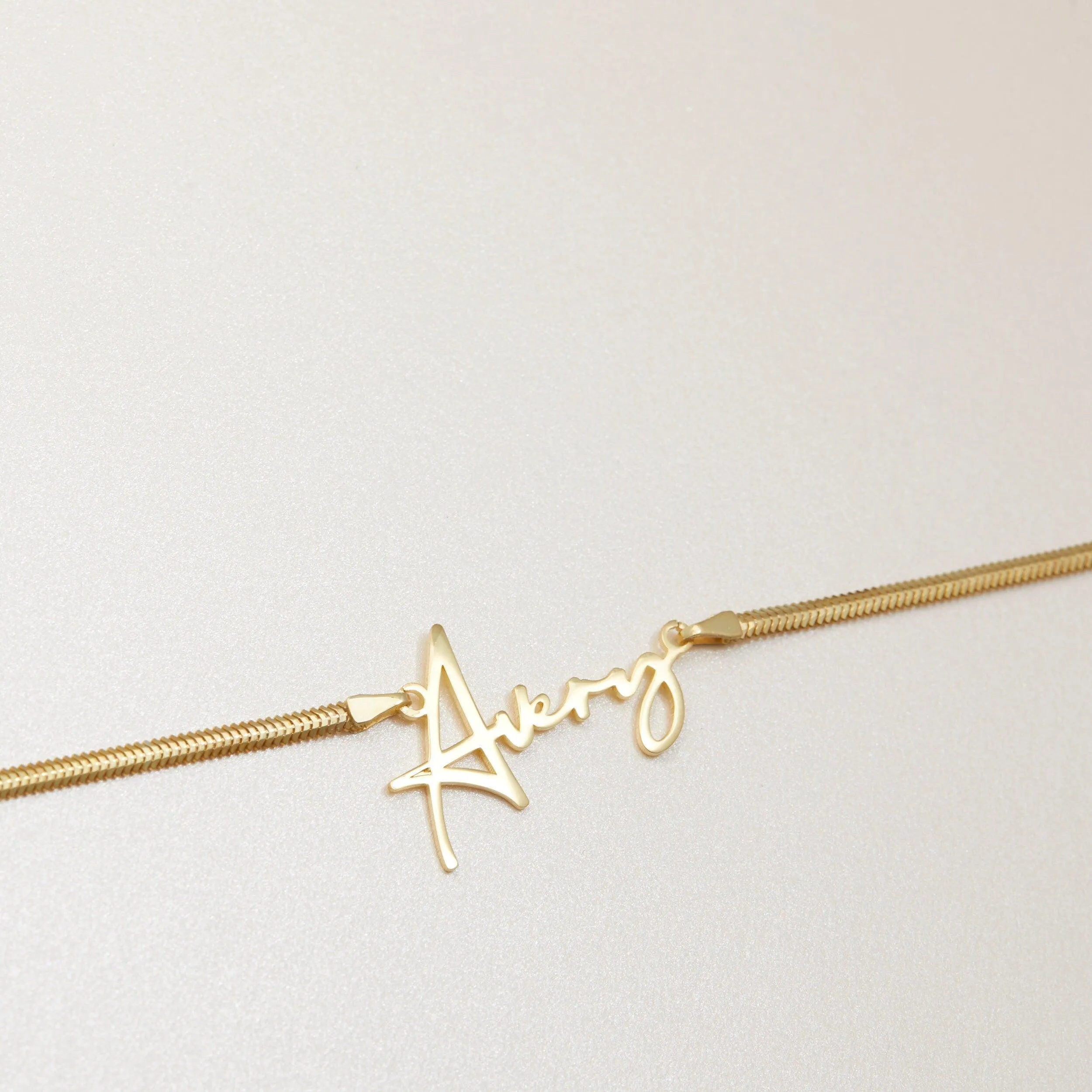 Name Necklace with Snake Chain - 18K Gold Vermeil