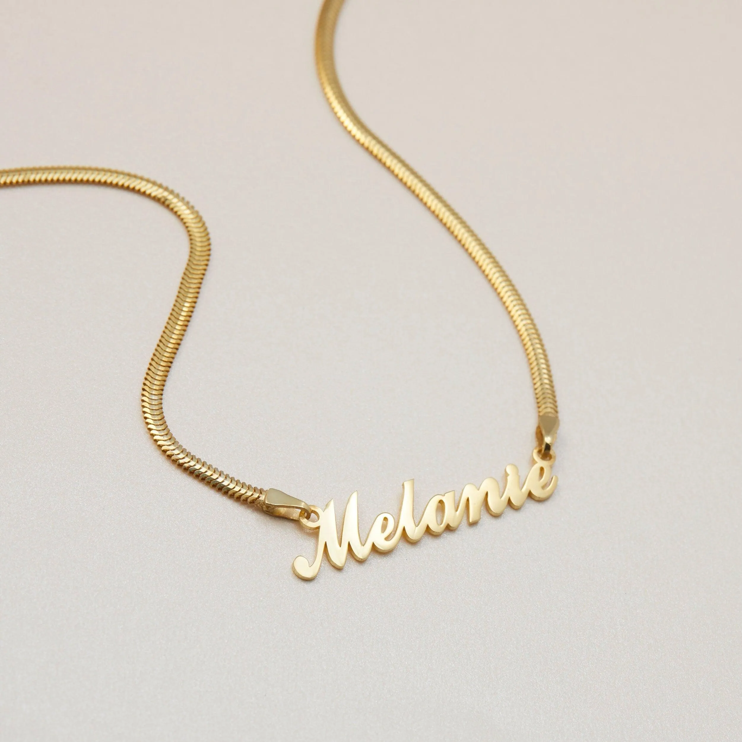 Name Necklace with Snake Chain - 18K Gold Vermeil