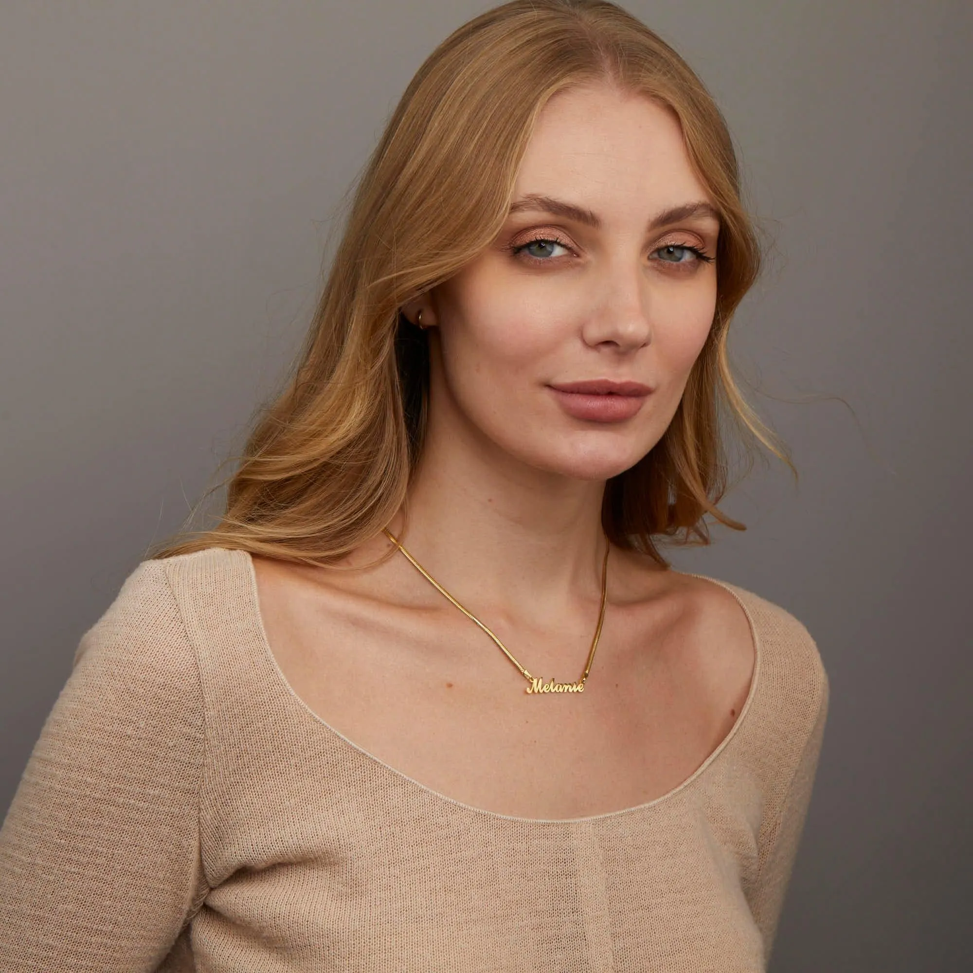 Name Necklace with Snake Chain - 18K Gold Vermeil