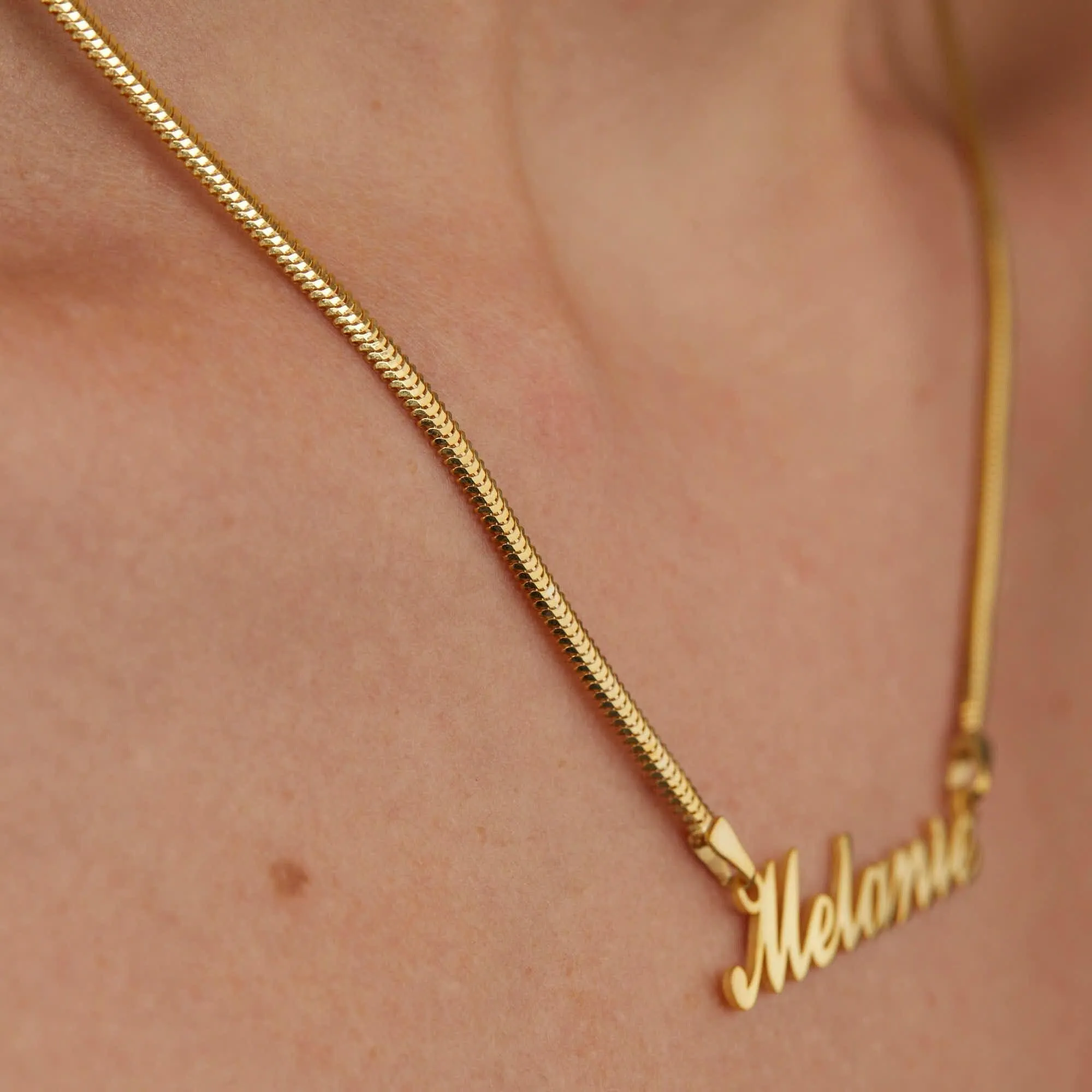 Name Necklace with Snake Chain - 18K Gold Vermeil
