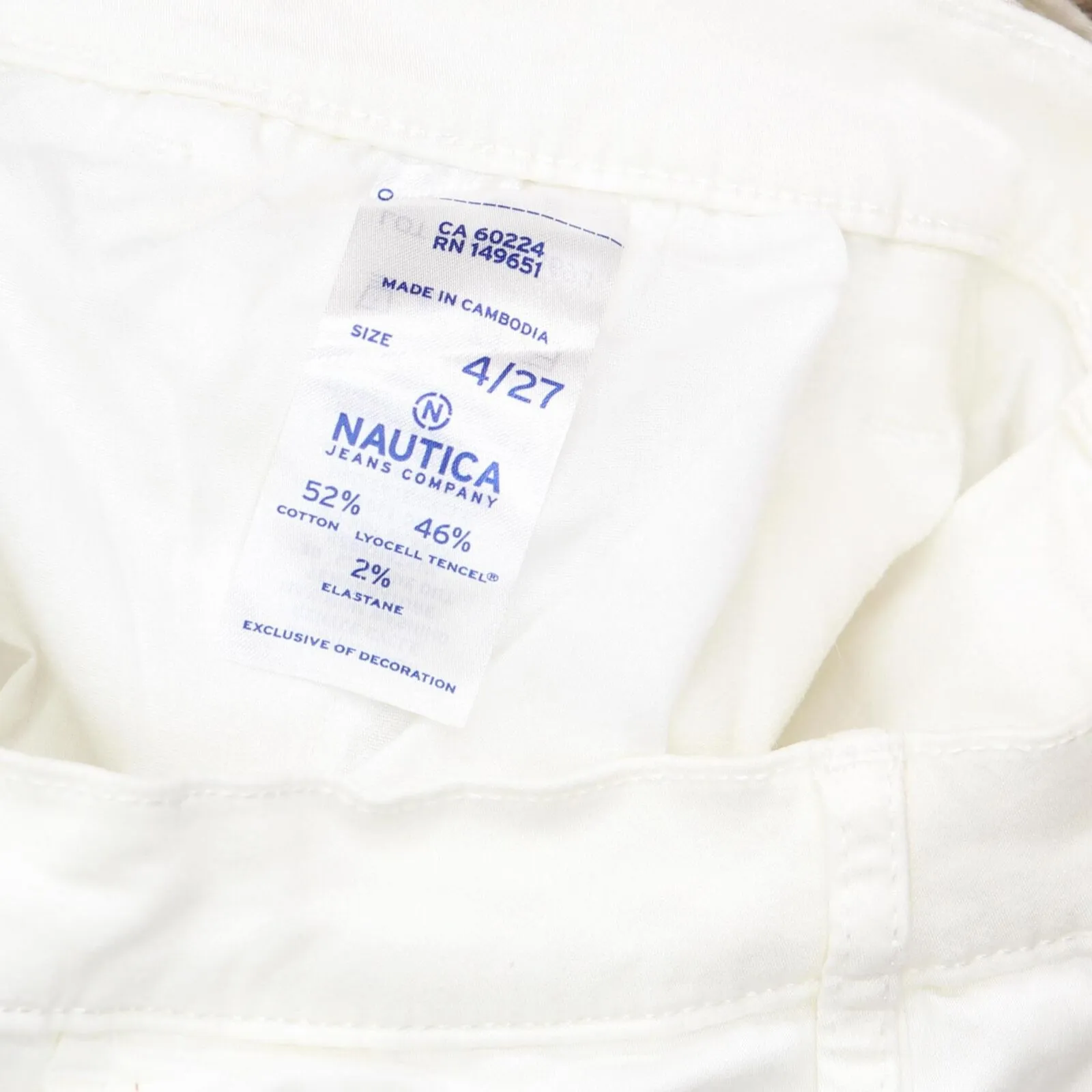 Nautica Womens Tencel Stretch Ankle Pant 1387342 White 4/27