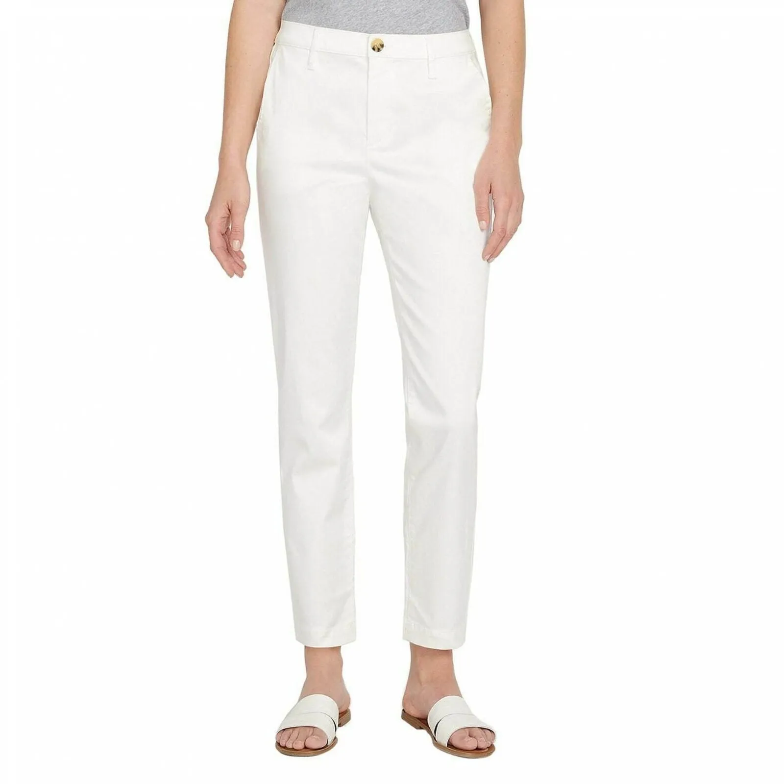 Nautica Womens Tencel Stretch Ankle Pant 1387342 White 4/27