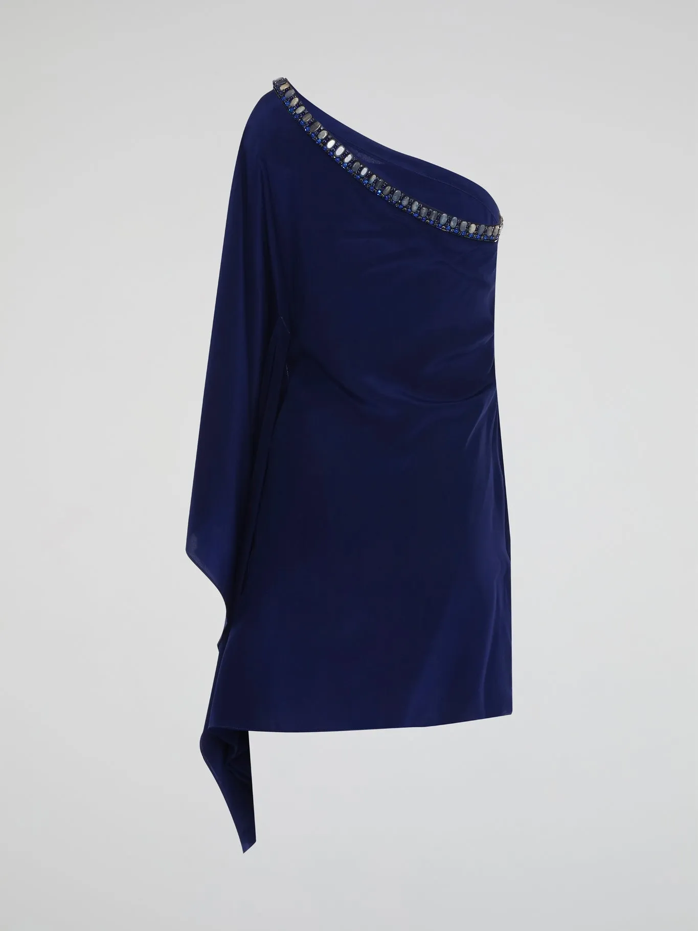 Navy Asymmetrical Studded Dress