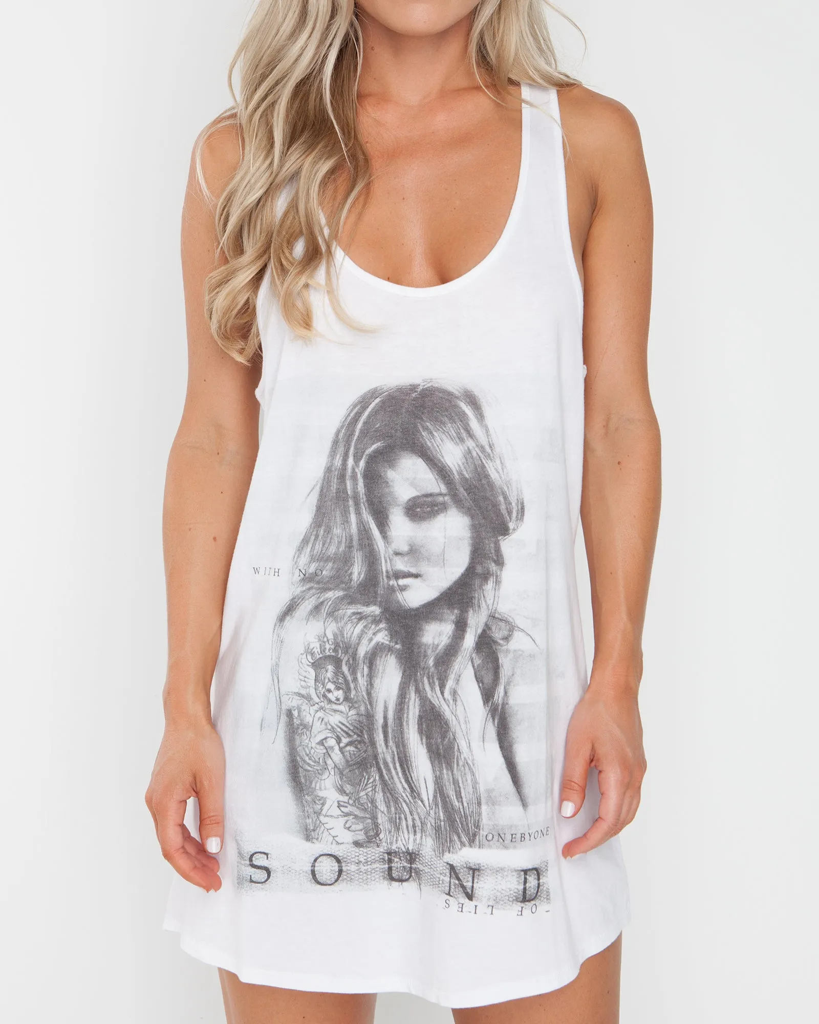 No Sound White Singlet
