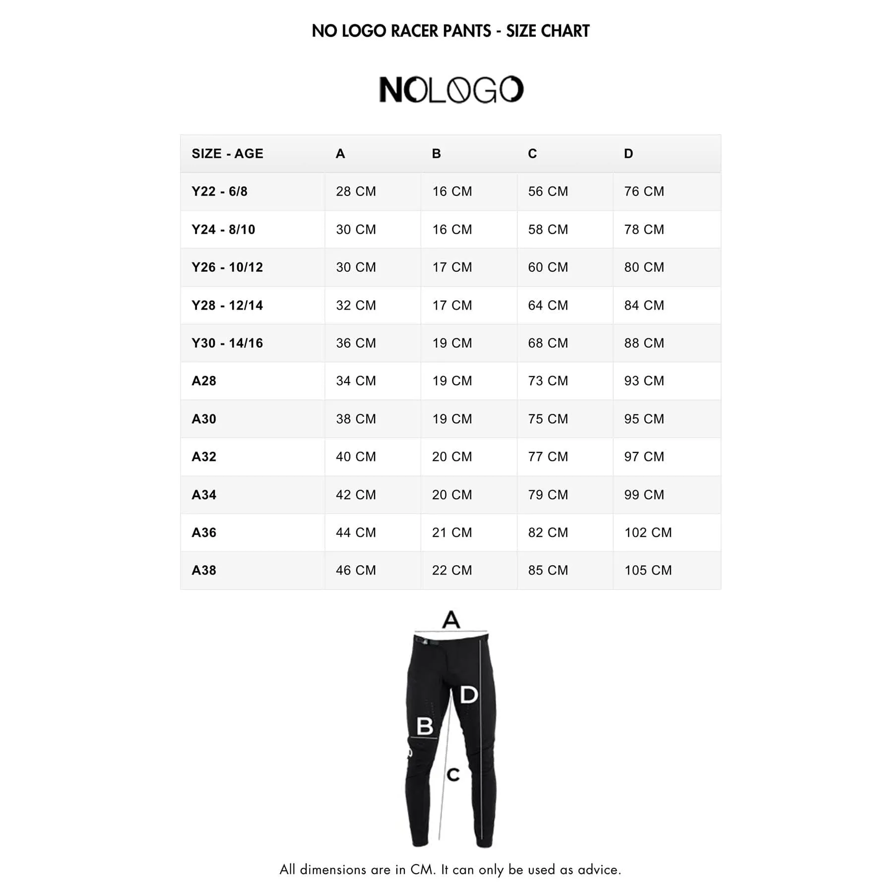 NoLogo Racer Youth BMX Pants - Black