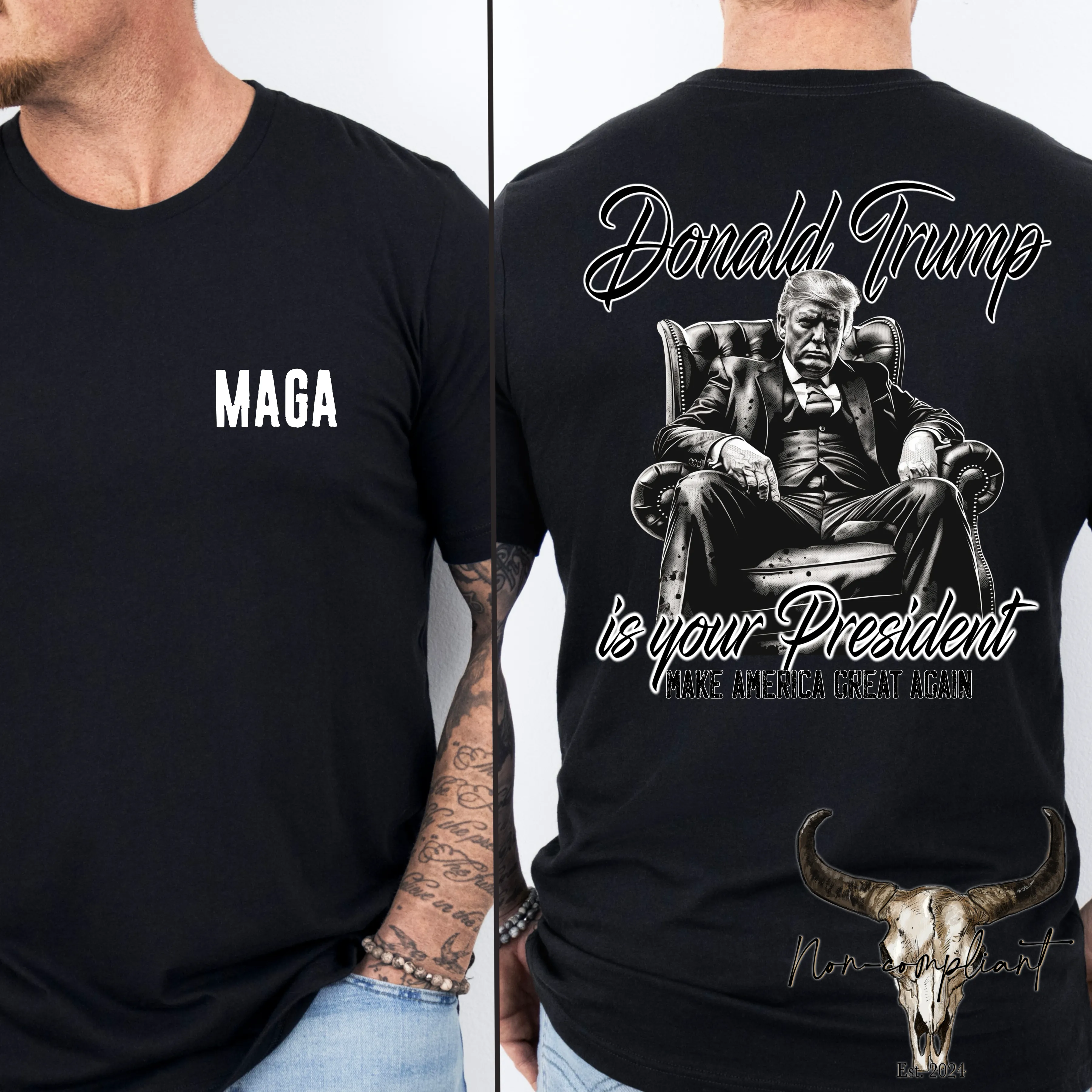 (NON-COMPLIANT) BLACK ON BLACK TRUMP MAGA