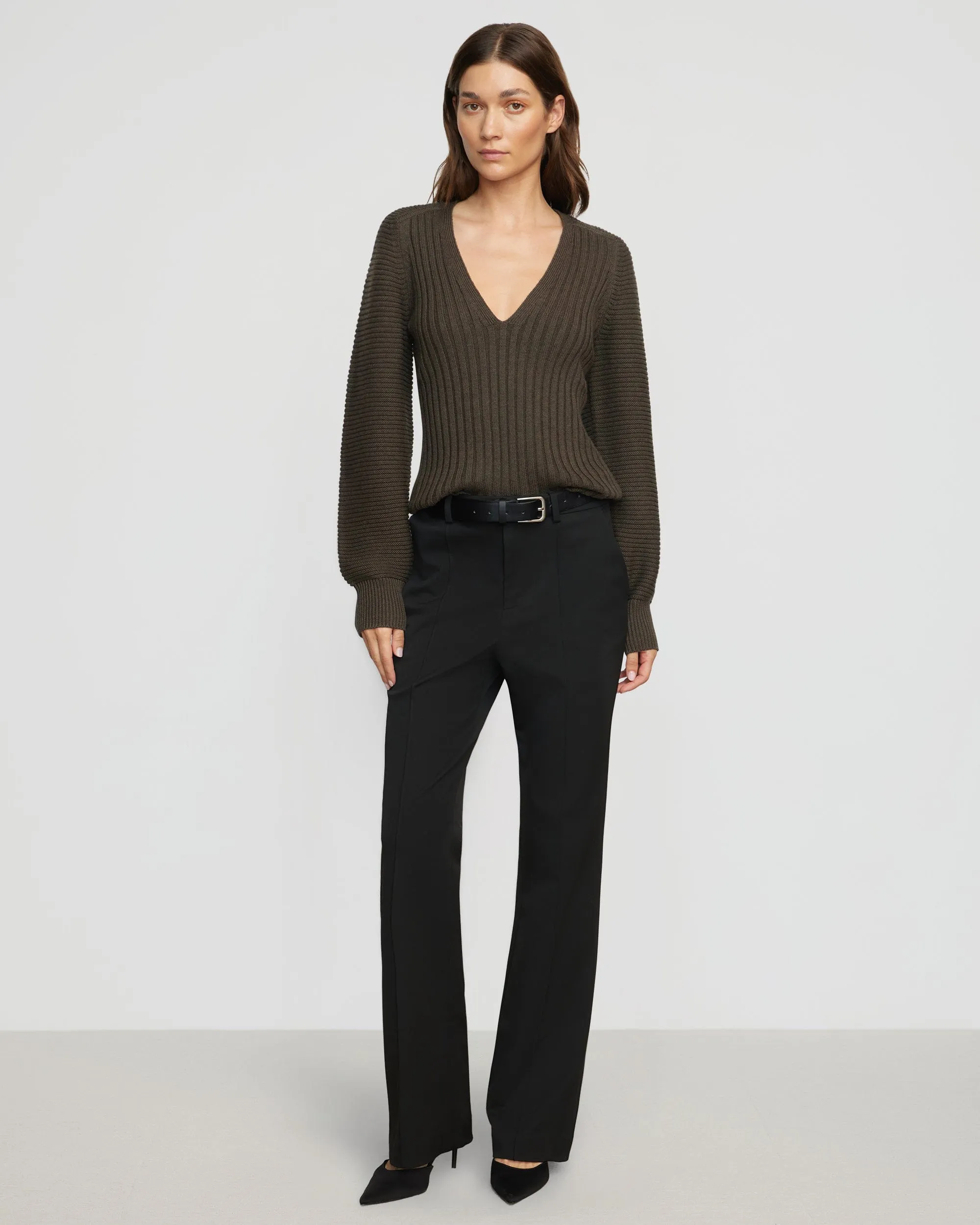 Noora Front-Seam Flare Pant