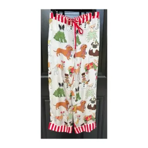 NWOT Karen Mabon Holiday Dogs Satin Lounge Pants  Size XL