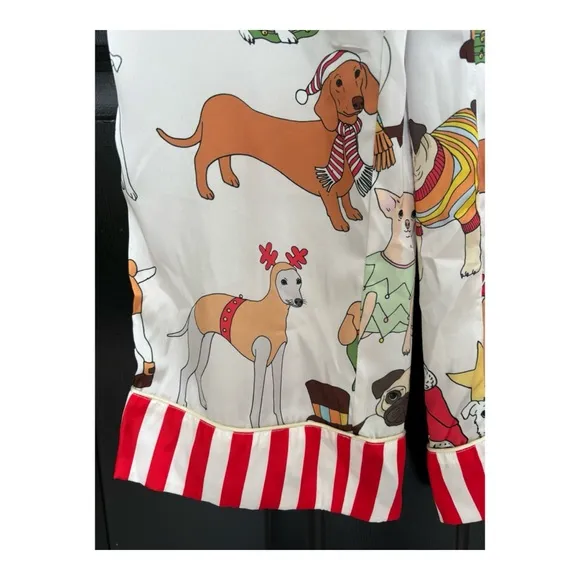 NWOT Karen Mabon Holiday Dogs Satin Lounge Pants  Size XL