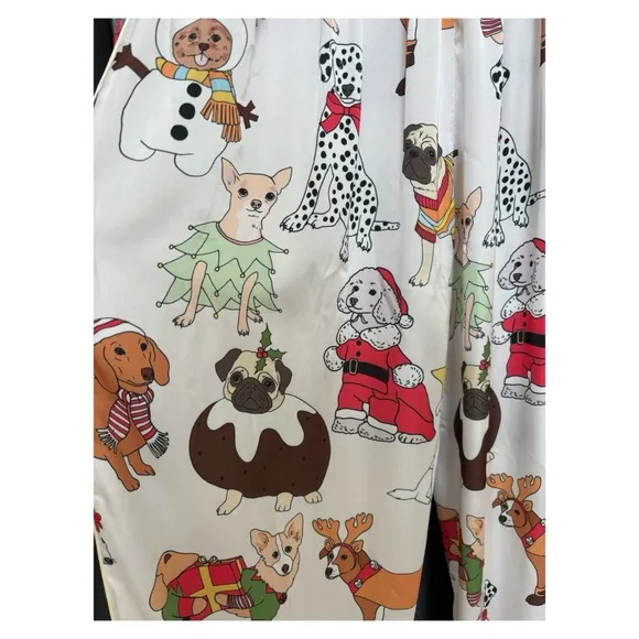 NWOT Karen Mabon Holiday Dogs Satin Lounge Pants  Size XL