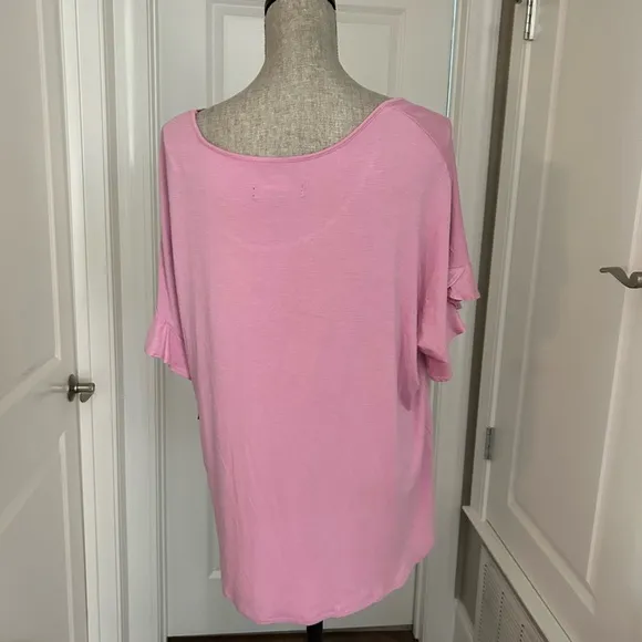 NWT! ELLEN TRACY 2-Pc.Solid Top &amp; Floral Pants Sleep Set Pink/green multi sz XL