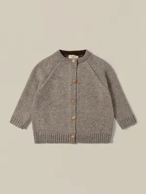 Oatmeal Boxy Wool Cardigan