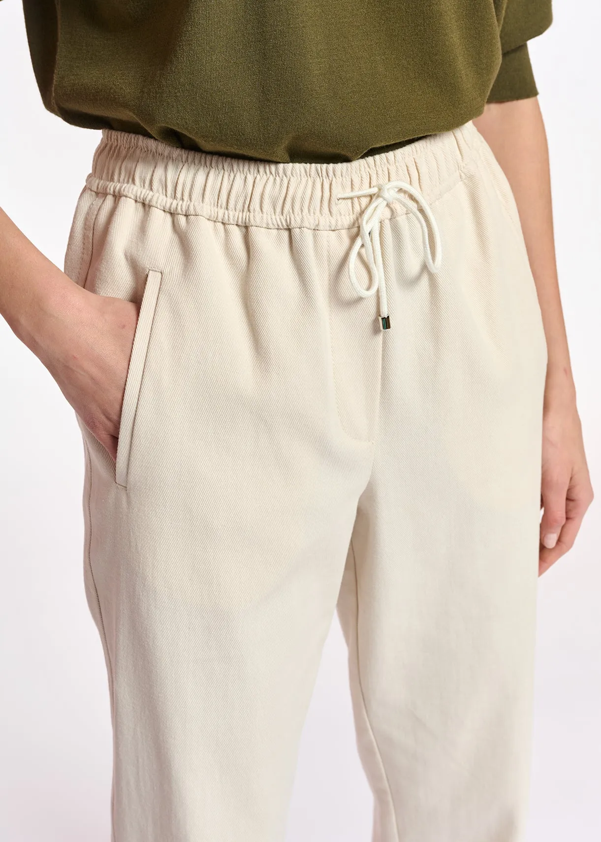 Off-white cotton tapered pants