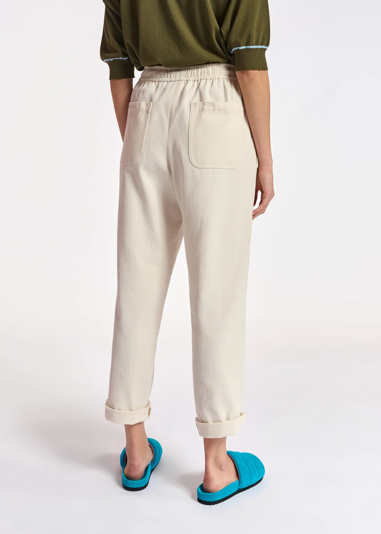 Off-white cotton tapered pants