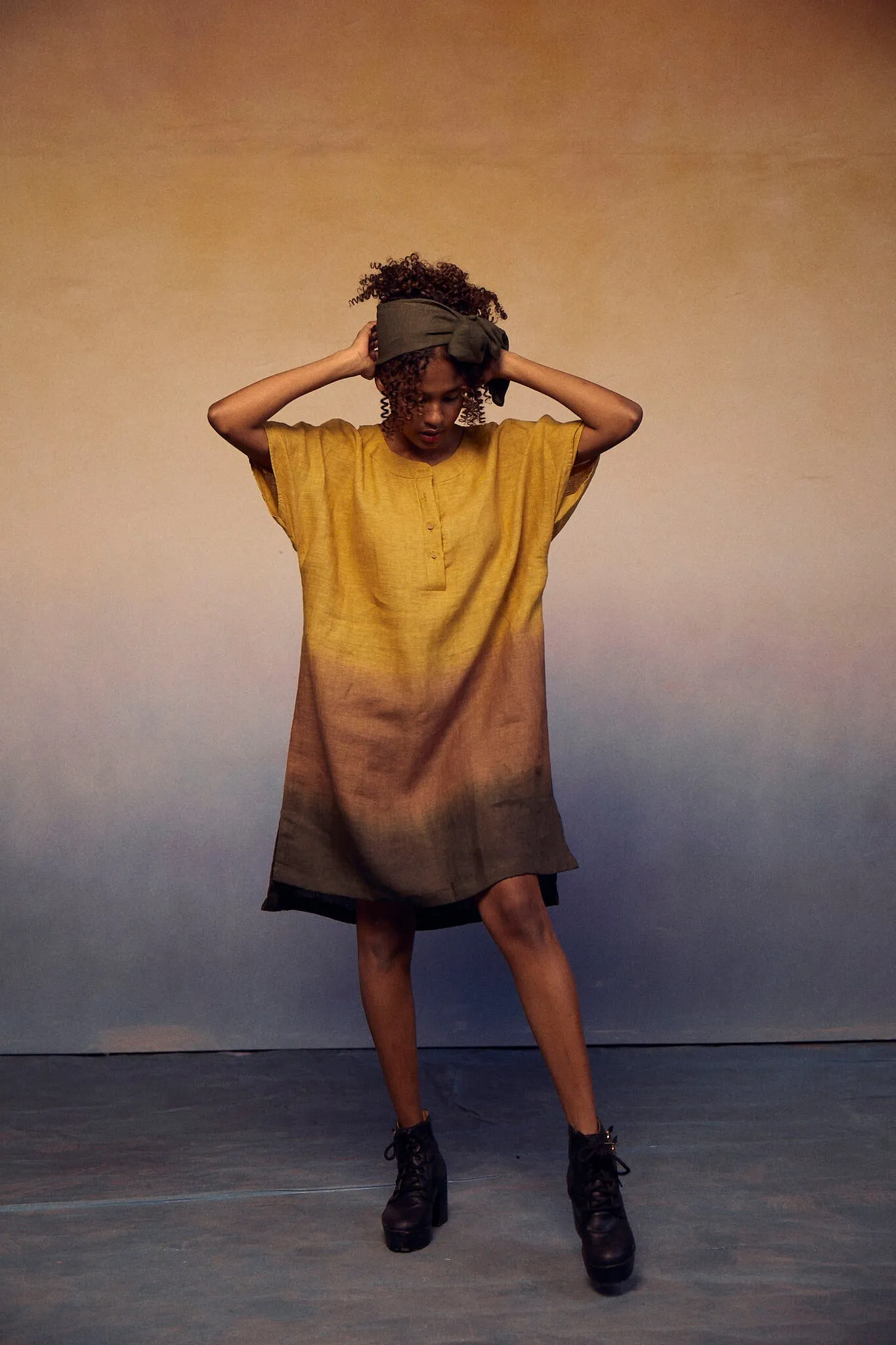 Ombre Block Dress - Mustard