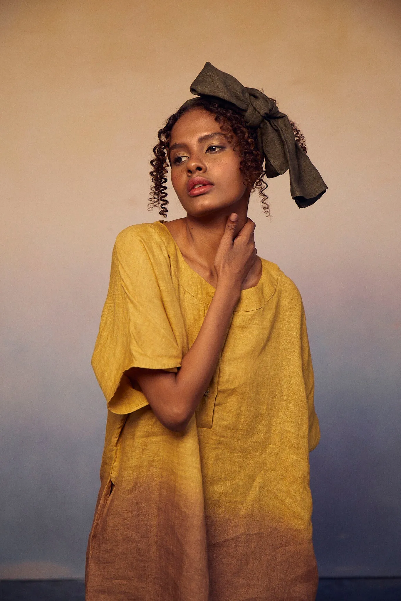 Ombre Block Dress - Mustard
