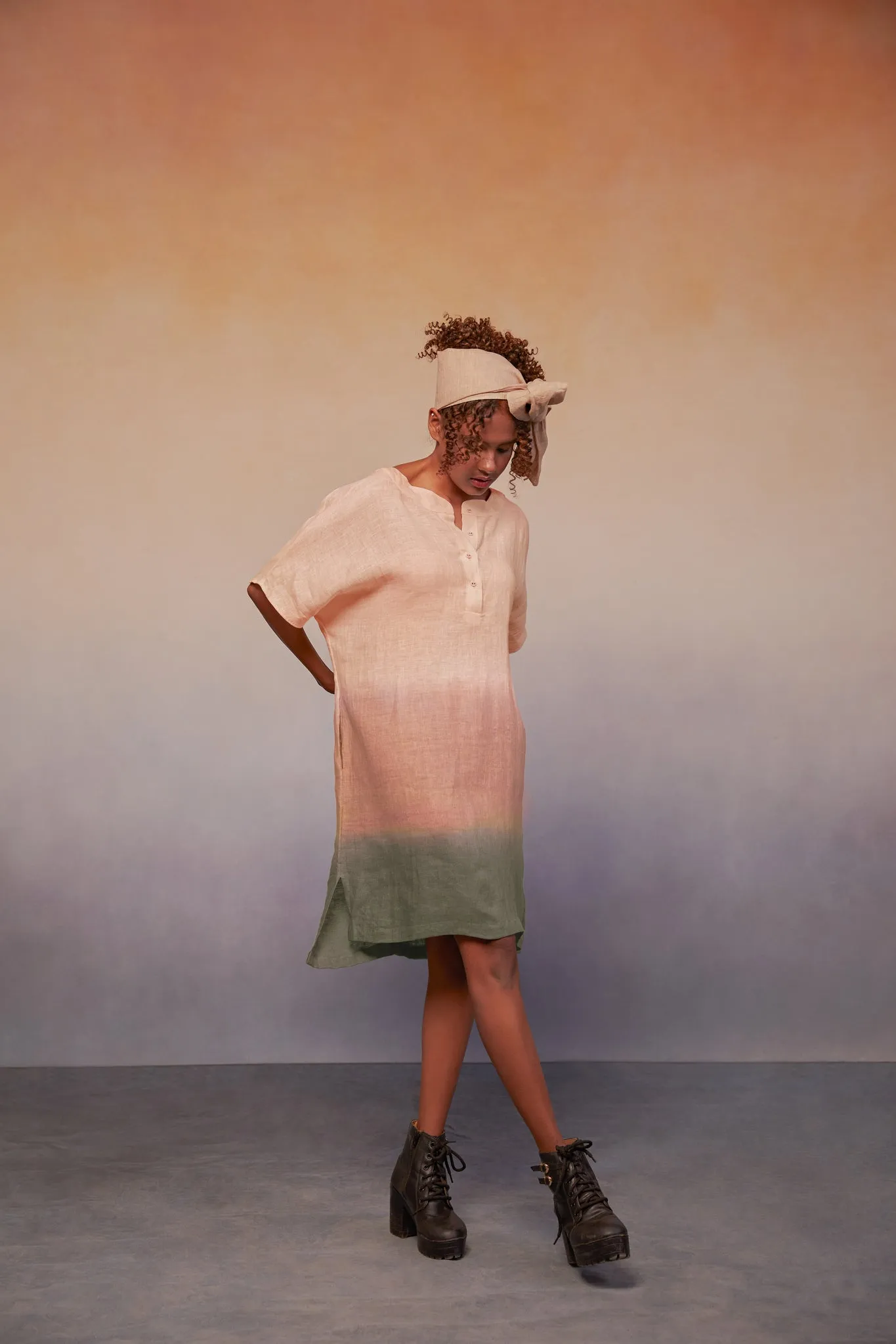 Ombre Block Dress - Paeony Pink